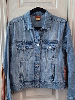 Scully Light Blue Denim Jacket with Colorful Fringe